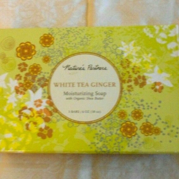 NATURES PARTNERS WHITE TEA GINGER MOISTURIZING SOAP SHEA BUTTER 3 X 6 OZ EA USA - Picture 2 of 3